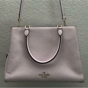 KATE SPADE LEILA MEDIUM TRIPLE COMPARTMENT SATCHEL LEATHER SHOULDER BAG LILAC